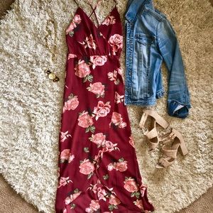 Burgundy floral dress